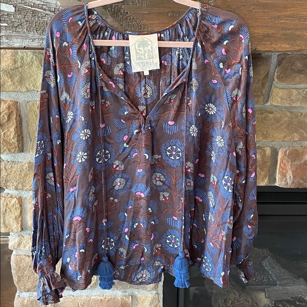 Sohalia Peasant Blouse with huge tassels